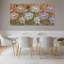 Ensemble de 3 tableaux muraux sur toile texturée effet bois, motif floral chrysanthème-1322957064
