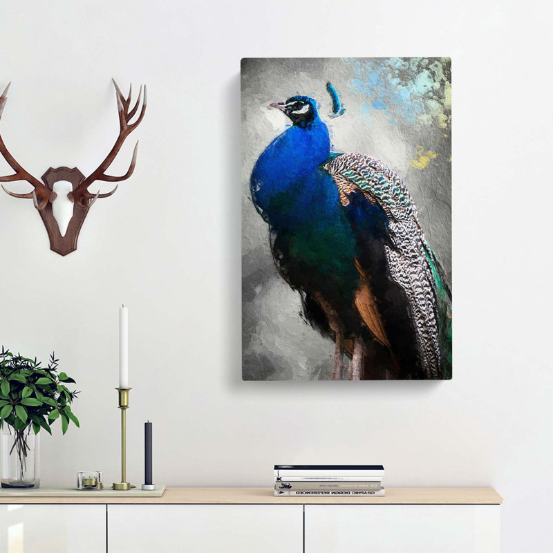 Gorgeous Peacock Bird - Wrapped Canvas, 60cm H x 40cm W x 3cm D