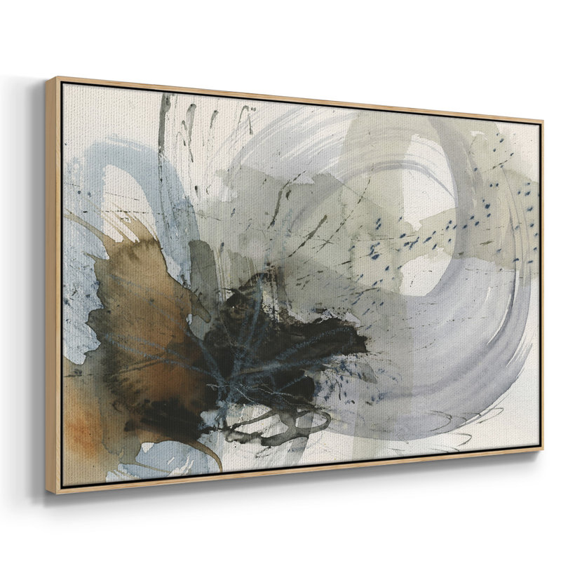 Orbital Burst II, peinture sur toile encadrée, H 17 po x l 25 po x P 2 po, Cadre en bois naturel
