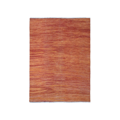 Tapis oriental rectangulaire en laine orange tissé à la main 9 pi 0 po x 12 pi 0 po - MOA10220094