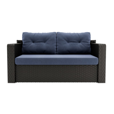 Convertible Outdoor Sofa With Storage Shelves, Foldable Wicker Couch For Patio And Garden by Ebern Designs