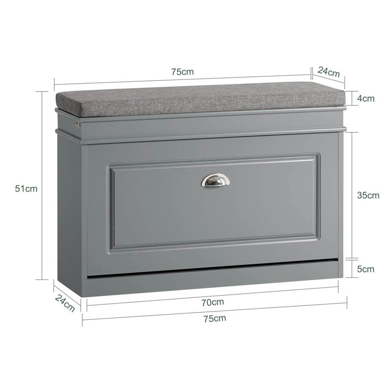 6 Pair Shoe Storage Bench, Grey