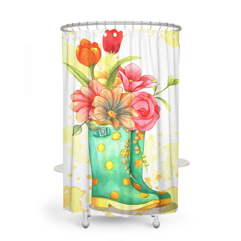 Rideau de douche simple à motif floral, H 93 po x l 70 po