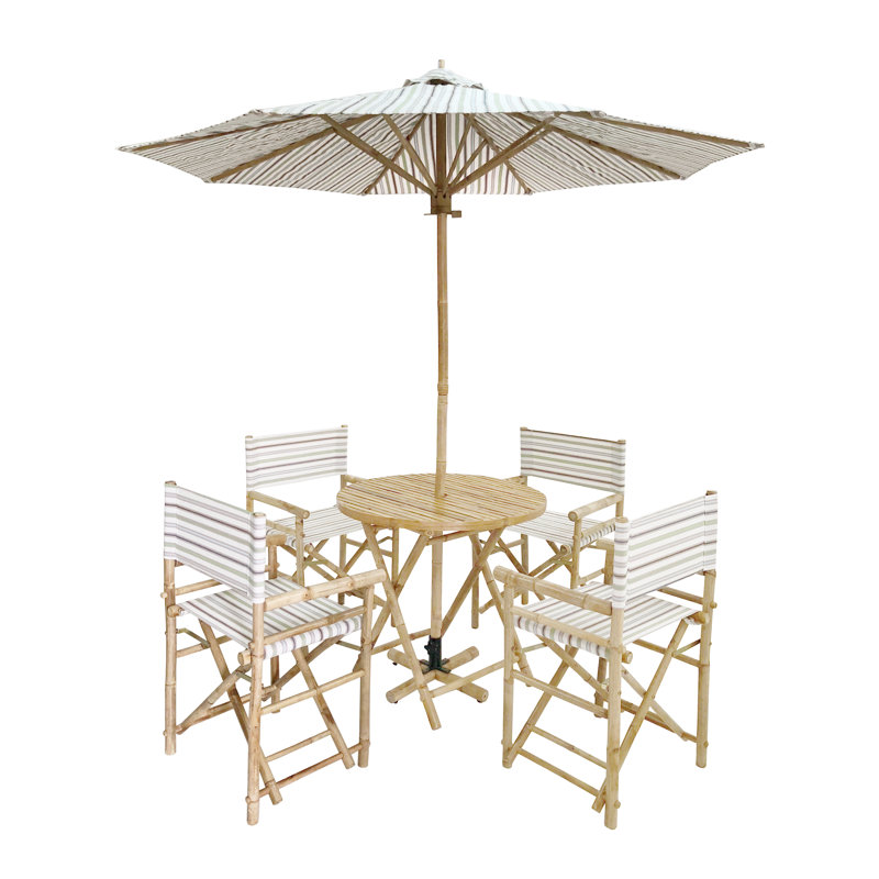 Ensemble repas d’extérieur 6 pièces Luedtke, Bandes blanches