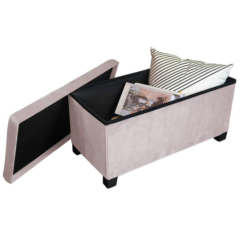 Agerton Flannel Storage Bench, Pink