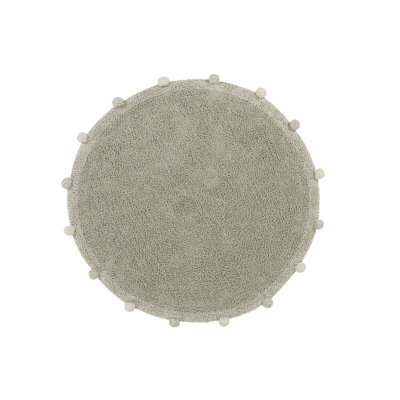 Solid Colour Handmade Tufted Round 4' Cotton Area Rug in Olive/ Natural