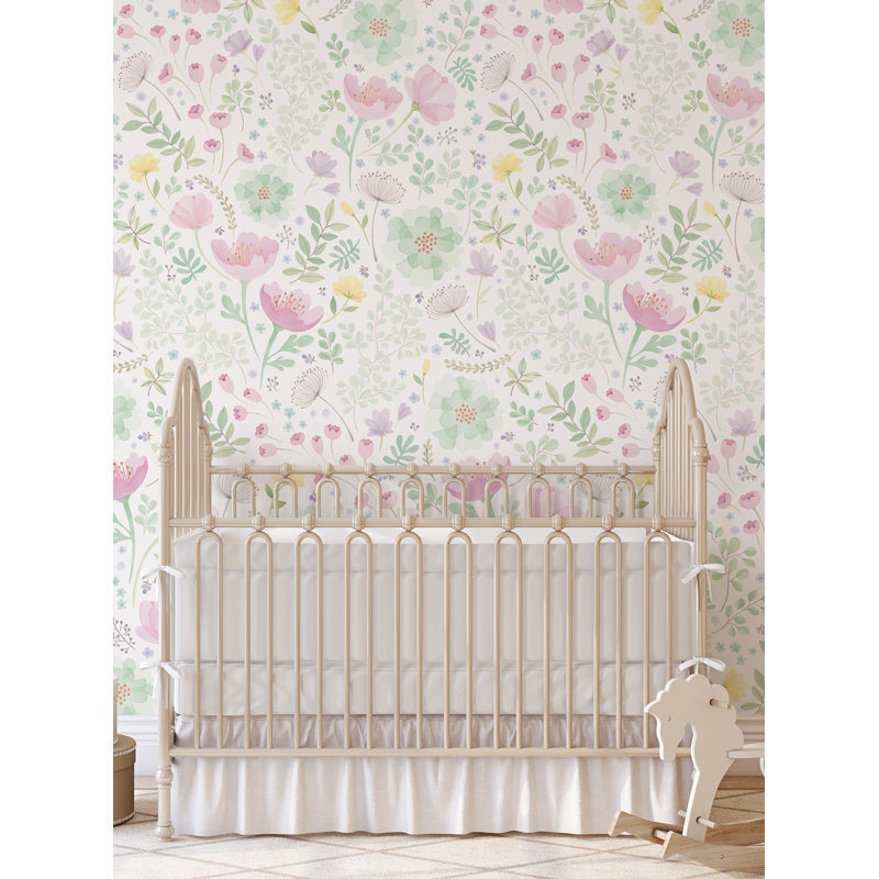 Panneau de papier peint texturé Lima Whimsy, L 96 po x l 48 po, Rose / vert