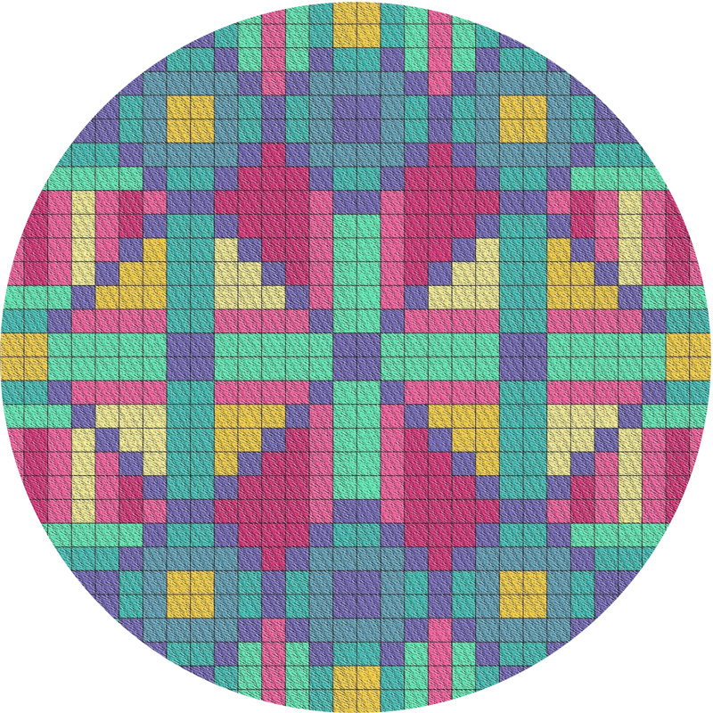 Tapis bleu marine/vert/rose Lykke, Rond 6 pi