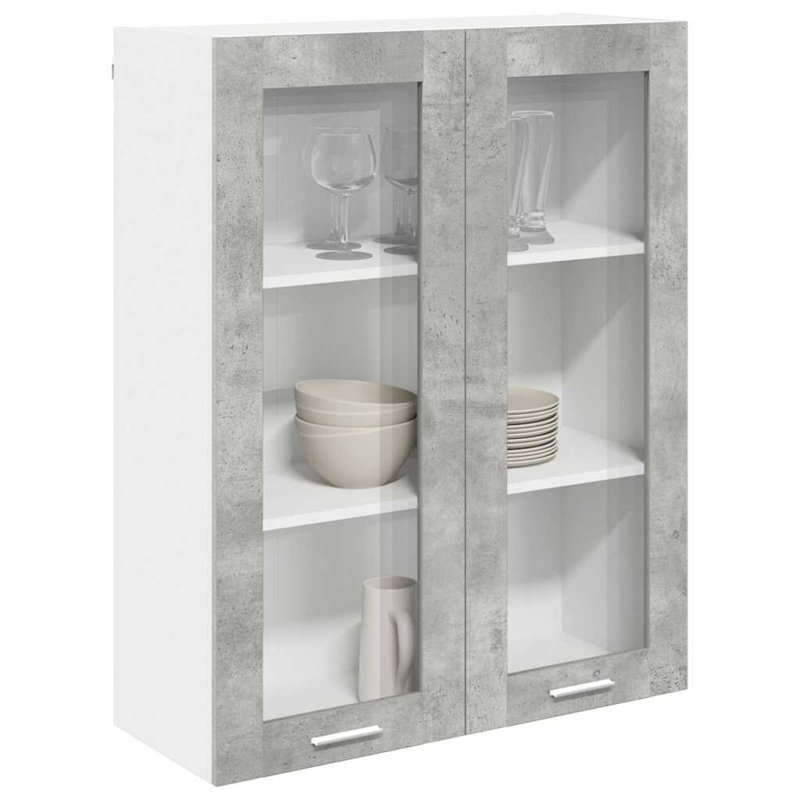 Vidaxl Hanging Cabinet With Storage Riga Artisan Oak 60 X 31 X 100 Cm, 100cm H x 80cm W x 31cm D, Concrete Grey