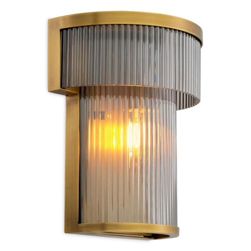 CDJ Wall Lamp Andromeda smoke glass, Antique Brass