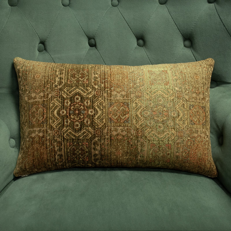 Thomas Collection® Rustic Brown and Green Medallion Pattern Accent Pillow Assorted Sizes, 12" x 25"