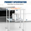 Table de travail robuste en acier inoxydable de 24 po x 30 po avec roulettes et tablettes réglables pour un usage commercial dans un garage