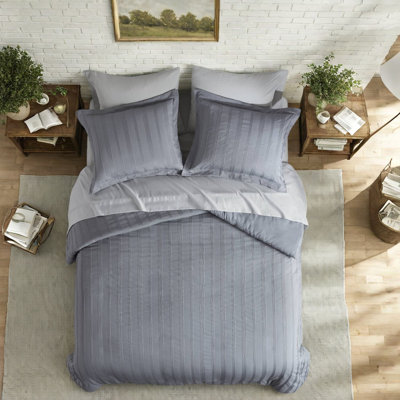 Ensemble de literie pour très grand lit durable, rayures tissées en polyester, élégance de chambre à coucher moderne