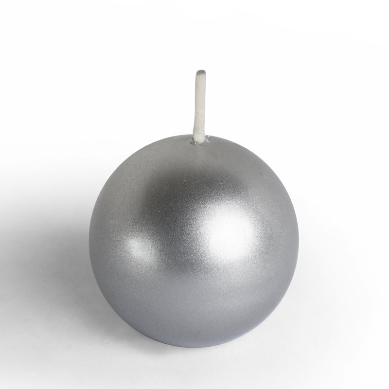 Bougie ronde, Diamètre de 4 po, Ensemble de 2, Argent métallique