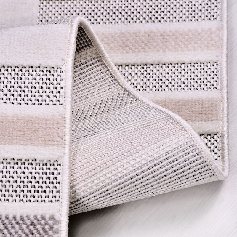 Modern Cream Machine Washable Non-Slip Area Rug, Rectangle 4' x 7'3"