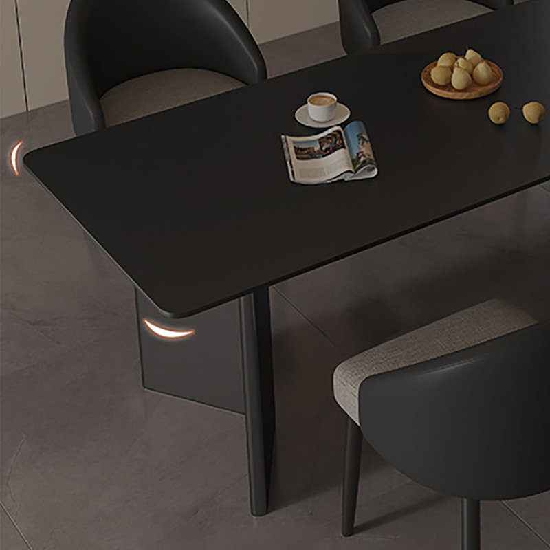 Table de salle à manger moderne en marbre noir, H 29,5 po x L 55,1 po x l 31,5 po