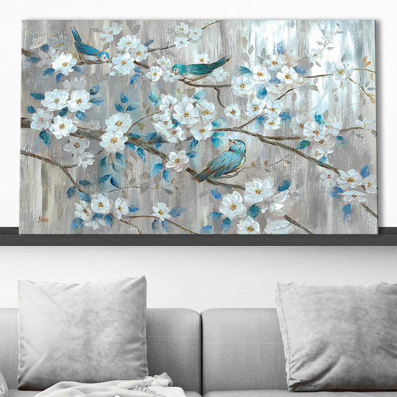 Bleu sarcelle par Nan - Peinture, Toile tendue, H 36 po x l 60 po x P 1,5 po