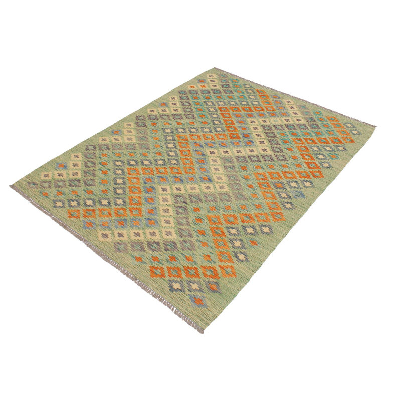 Tapis rectangulaire en laine noué à la main à motif sud-ouest de 3 pi 3 po x 5 pi Cedorah bleu / rouille