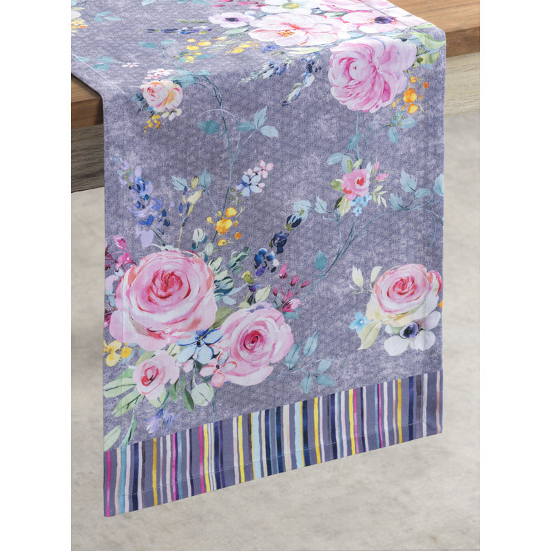 Maison d'Hermine Sweet Rose Lavender - Lush 100% Cotton Table Runner - Double Layer - 14.5" x 72", 72" L x 14.5" W