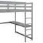 Lit mezzanine double avec garde-robe, bureau et grand espace de rangement intégré en bois massif gris-933917452