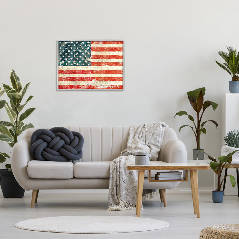 «Rustic American Flag» encadré sur bois par Peter Horjus, impression, H 24 po x l 30 po x P 1,5 po