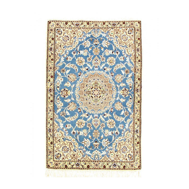 Tapis rectangulaire en laine et en soie de conception unique 4 pi 5 po x 2 pi 11 po Ieshea