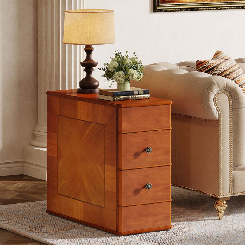 End Side Table with 2 Drawers, No Assembly Required