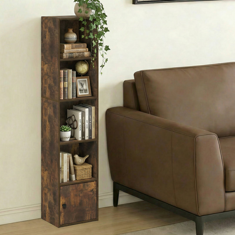 Bibliothèque standard Aagam, (5 tablettes) H 52 po x l 12 po x P 10 po, Bois de pin ambré