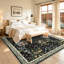Tapis lavables à motifs floraux (8 carrés) : Tapis imprimé fleuri style bohème mignon antidérapant à poils courts pour salon, chambre, cuisine, bureau, entrée, couloir, style champêtre-1489572311-1489572312