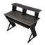 Bureau d'ordinateur classique en MDF noir avec plateau à clavier et gestion des câbles pour studios de musique