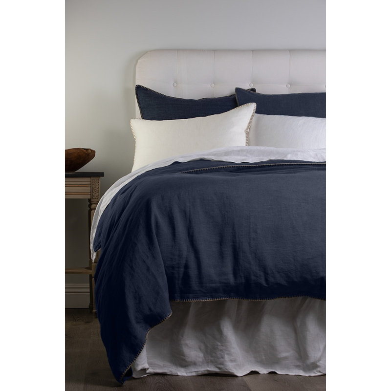 Bryce Linen Duvet Cover, California King Duvet Cover, Indigo