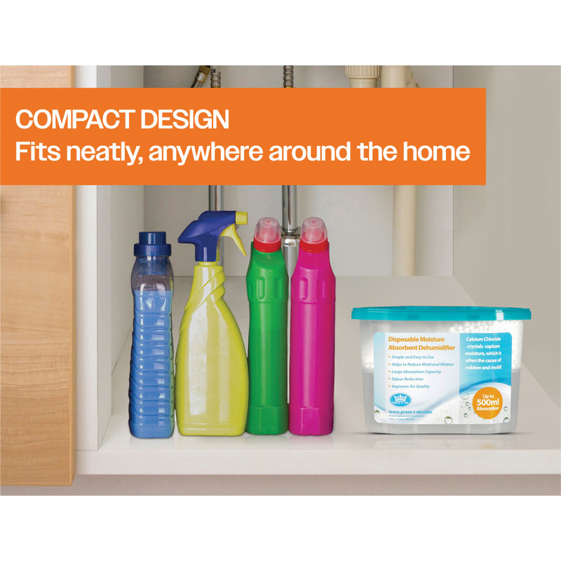 MOISTURE DEHUMIDIFIER 500ML, 10.70cm H x 15.20cm W x 8.60cm D