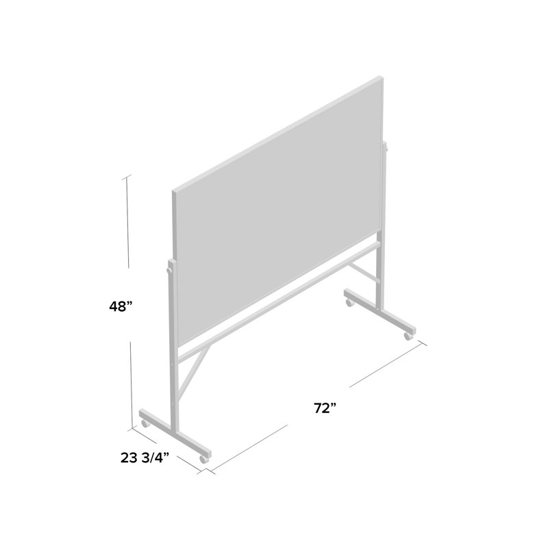 72" x 48" White Aluminum Rolling Freestanding Corkboard