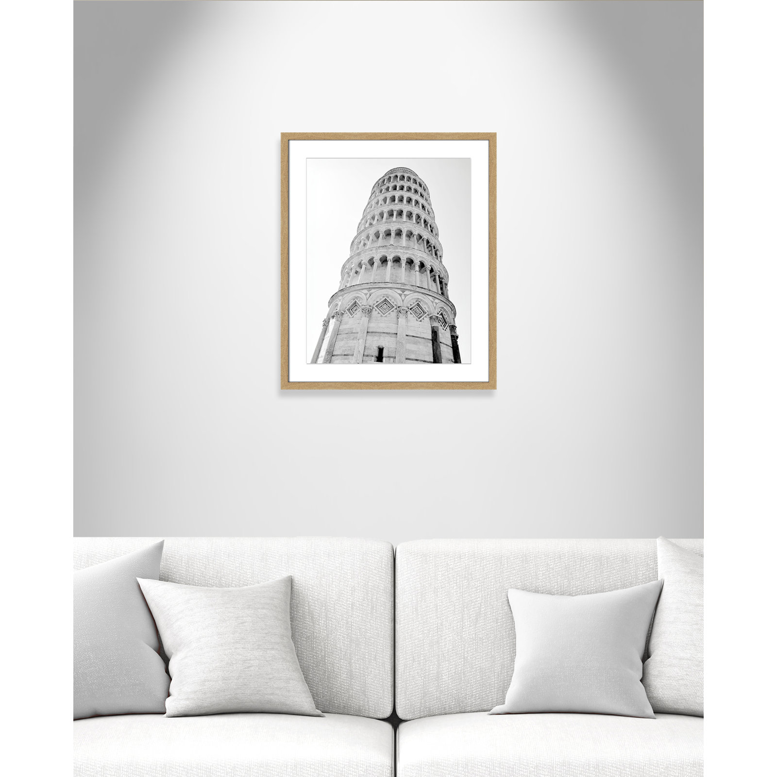Iconic City Collection "Pisa" Print by Natalie Carpentieri, Natural Single Picture Frame, Yes, 25.5" H x 21.5" W x 1.25" D