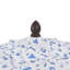 Parasol d'extérieur à frange bohémienne de 9 pi avec manivelle et inclinaison Collins, auvent bleu / blanc / crème résistant aux rayons UV, mât brun foncé-1412435132-1422570733