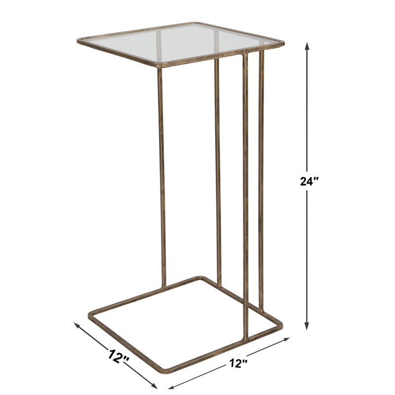 Margos Glass End Table, Antique Gold