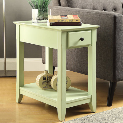 Table d'appoint rectangulaire, couleur, un tiroir et une tablette pour le rangement ouvert, espaces de vie principaux idéaux, style Kd, empreinte mince, largeur de 22 po, profondeur de 13 po, hauteur de 23 po, teinte de 20 lb, adaptée