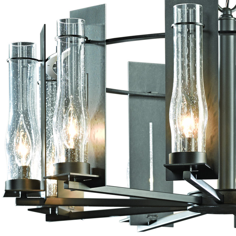 New Town 10 - Light Unique/Statement Wagon Wheel Chandelier, Dark Smoke