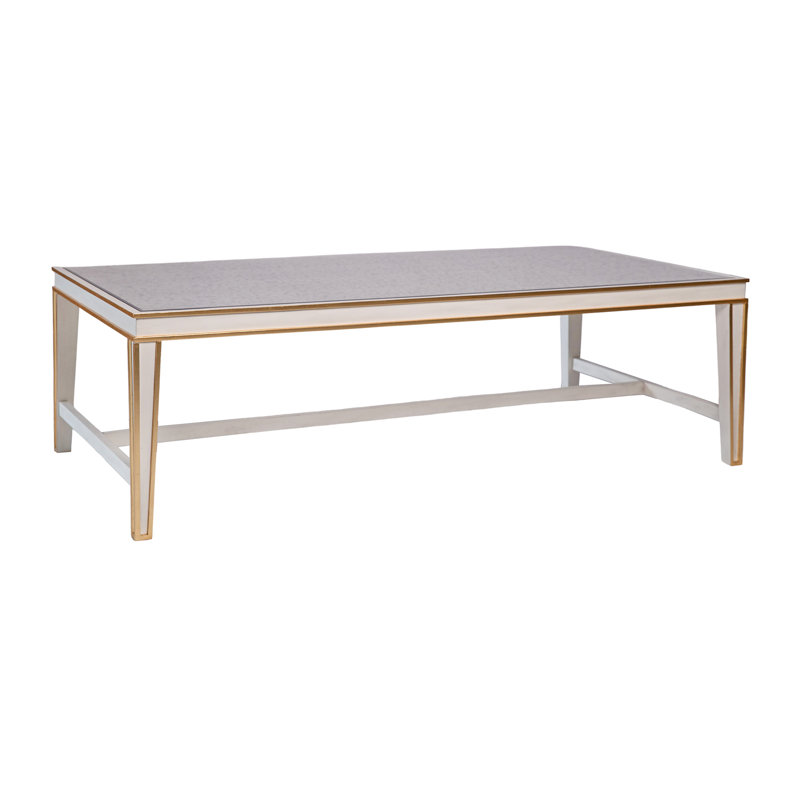 Table basse carrée à 4 pieds Lilly, Blanc antique, H 18,5 po x L 60 po x l 30 po