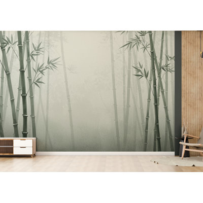 Murale de forêt de bambou à l'aquarelle minimaliste