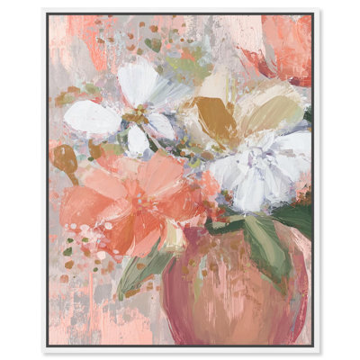 Impression florale impressionniste I, impression murale sur toile par Art Remedy, cadre blanc, 36 x 45