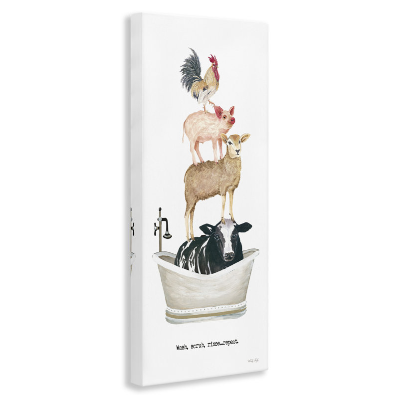 «Wash Scrub Rinse Animals on Canvas» par Cindy Jacobs, reproduction, H 40 po x l 17 po x P 1,5 po
