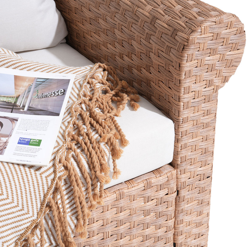 Outdoor Rattan Patio Chair With Cushions ( Set of 2)