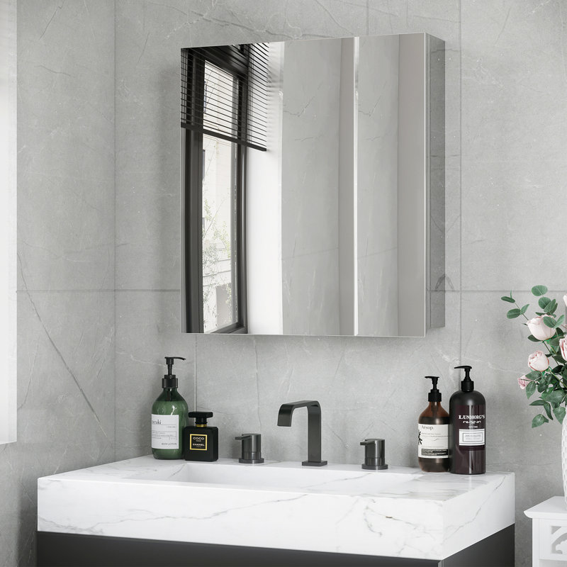Miroir de salle de bain avec tablettes de rangement, armoire murale de salle de bain