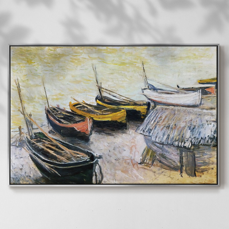 Bateaux sur la plage, 1883, reproduction d'art sur toile, H 17 po x l 25 po x P 2 po, Argent