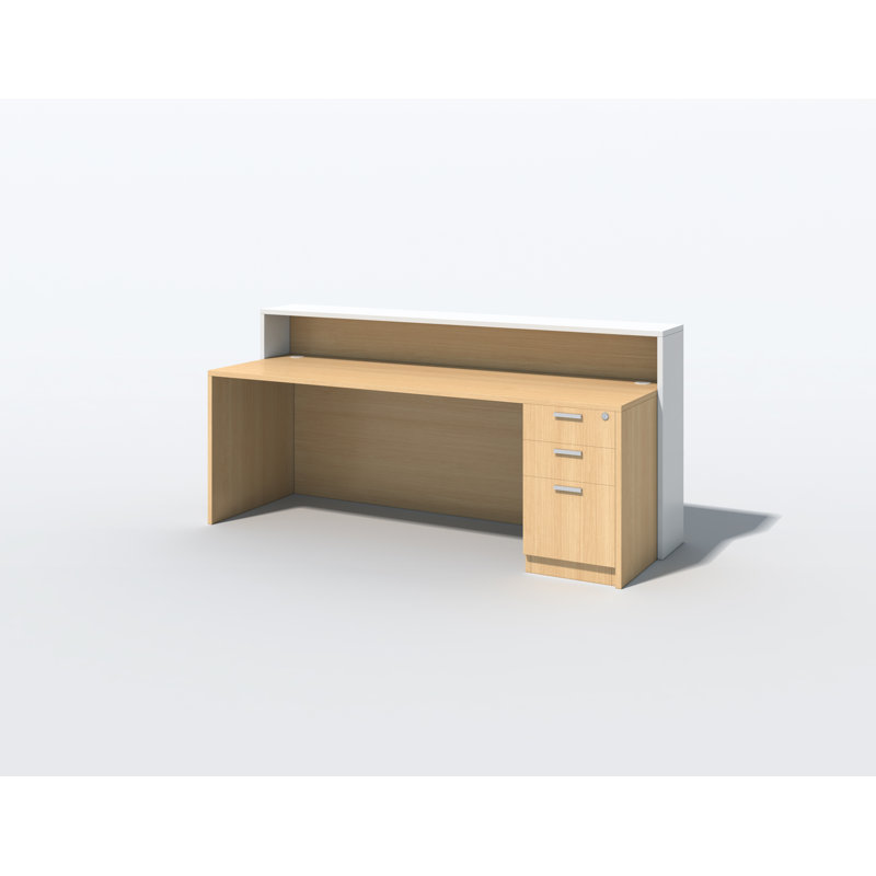 2 Person Rectangle Synthetic Laminate Reception Desk, Fushion Maple