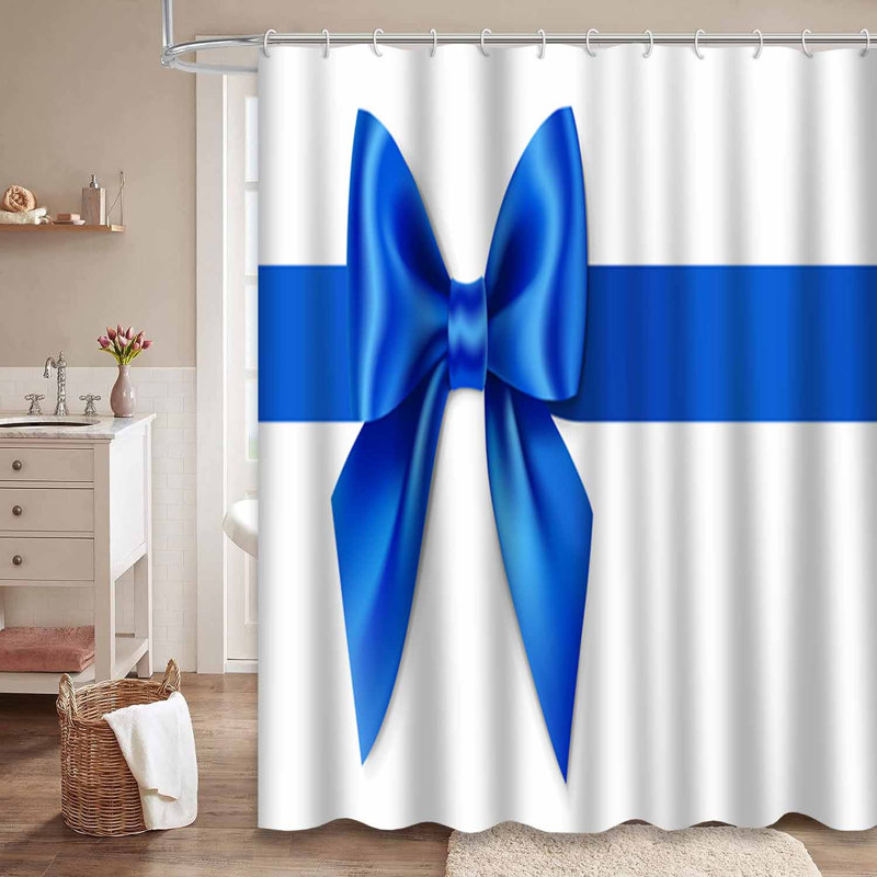 Rideau de douche bleu imperméable, rideaux de douche pour la salle de bain avec 12 crochets, 72" L x 72" W