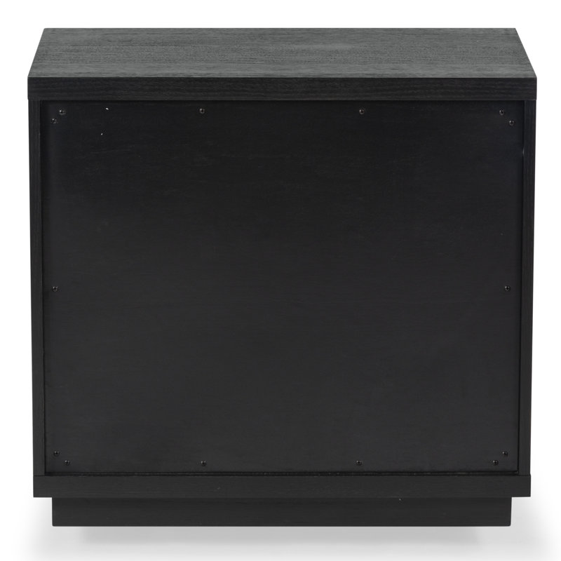 Deziree Wood 2 Drawer Nightstand, Black