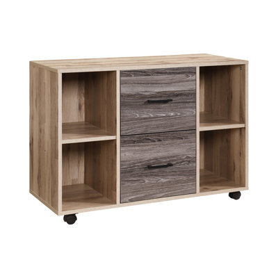 Walnut File Cabinet With 2 Drawers