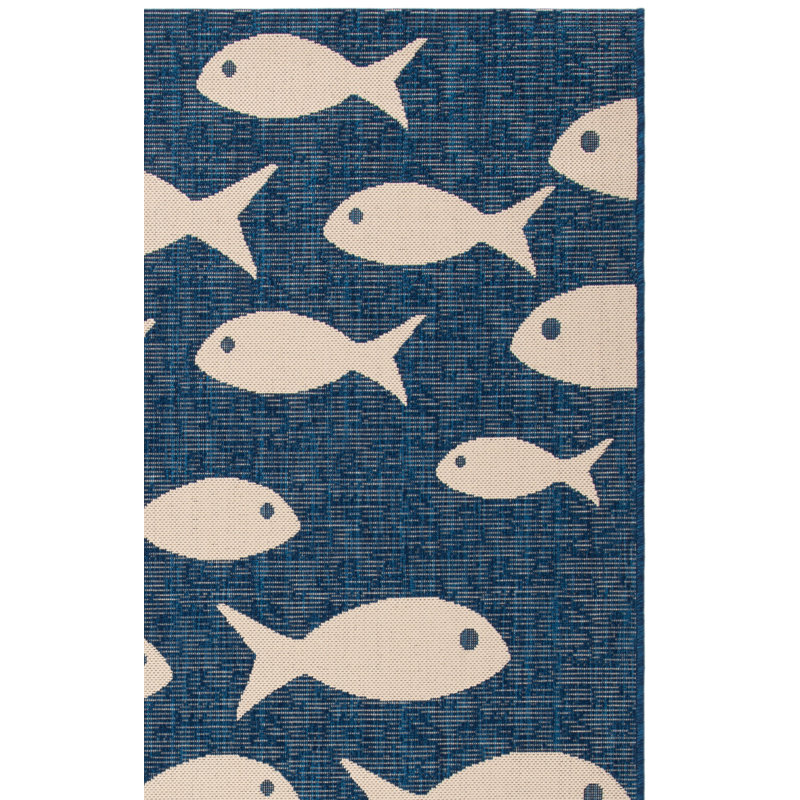 Tapis intérieur / extérieur bleu marine / beige Avani, Tapis de couloir 2 pi 3 po x 20 pi